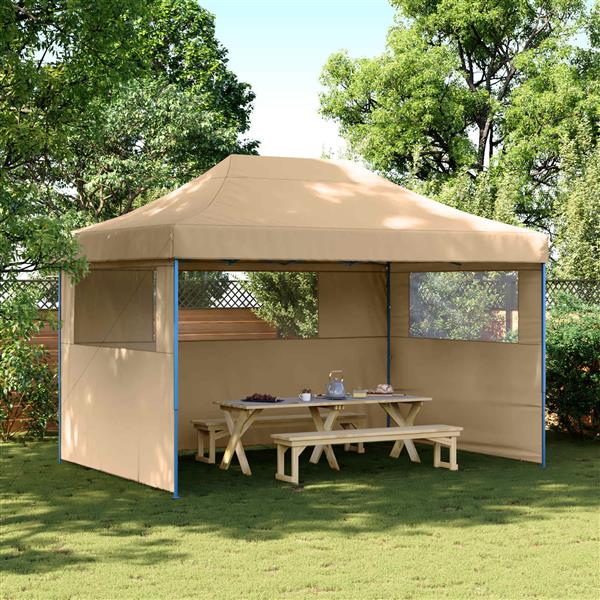 Grote foto vidaxl partytent beige 279 x 410 x 315 cm oxford stof tuin en terras overige tuin en terras
