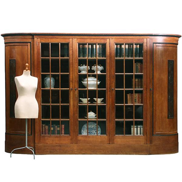 Grote foto zeer brede art deco 5 deurs kantoorkast met drie vitrines eiken en coromandel reli fs no 381405 antiek en kunst stoelen en banken