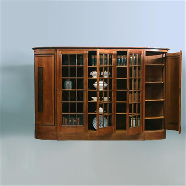 Grote foto zeer brede art deco 5 deurs kantoorkast met drie vitrines eiken en coromandel reli fs no 381405 antiek en kunst stoelen en banken