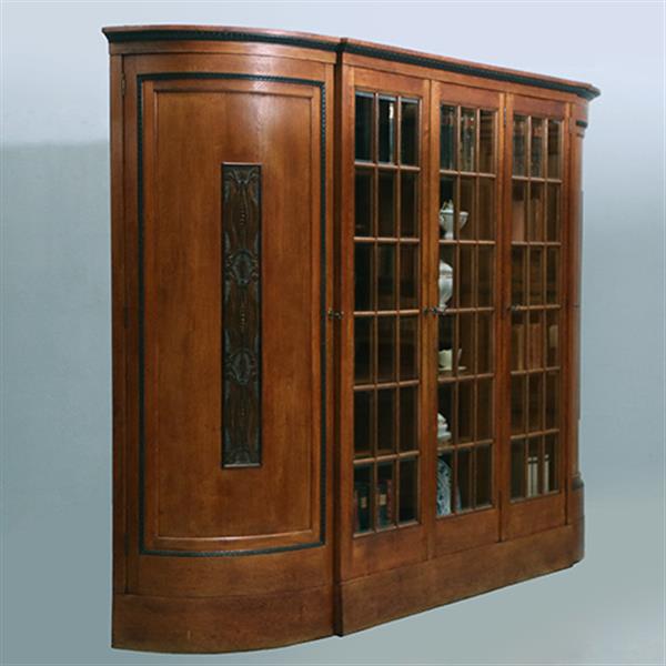 Grote foto zeer brede art deco 5 deurs kantoorkast met drie vitrines eiken en coromandel reli fs no 381405 antiek en kunst stoelen en banken