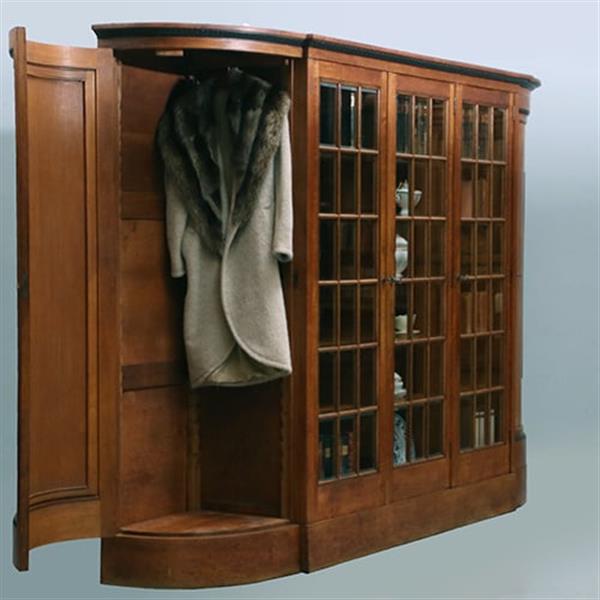 Grote foto zeer brede art deco 5 deurs kantoorkast met drie vitrines eiken en coromandel reli fs no 381405 antiek en kunst stoelen en banken