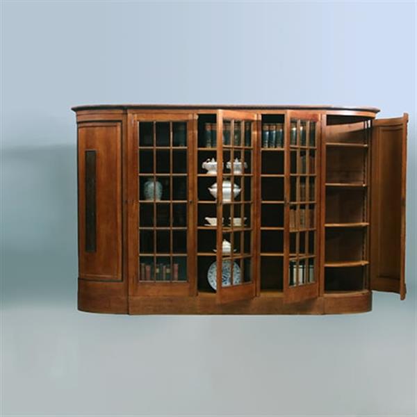 Grote foto zeer brede art deco 5 deurs kantoorkast met drie vitrines eiken en coromandel reli fs no 381405 antiek en kunst stoelen en banken