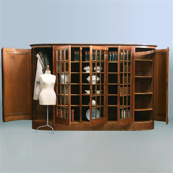 Grote foto zeer brede art deco 5 deurs kantoorkast met drie vitrines eiken en coromandel reli fs no 381405 antiek en kunst stoelen en banken