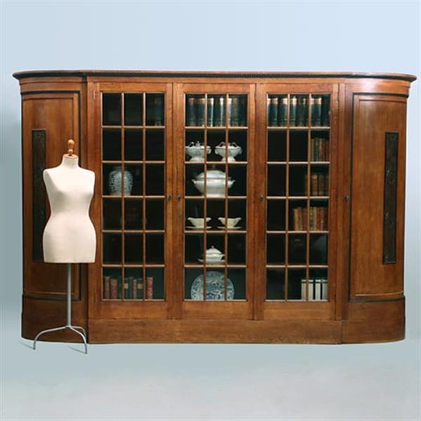 Grote foto zeer brede art deco 5 deurs kantoorkast met drie vitrines eiken en coromandel reli fs no 381405 antiek en kunst stoelen en banken