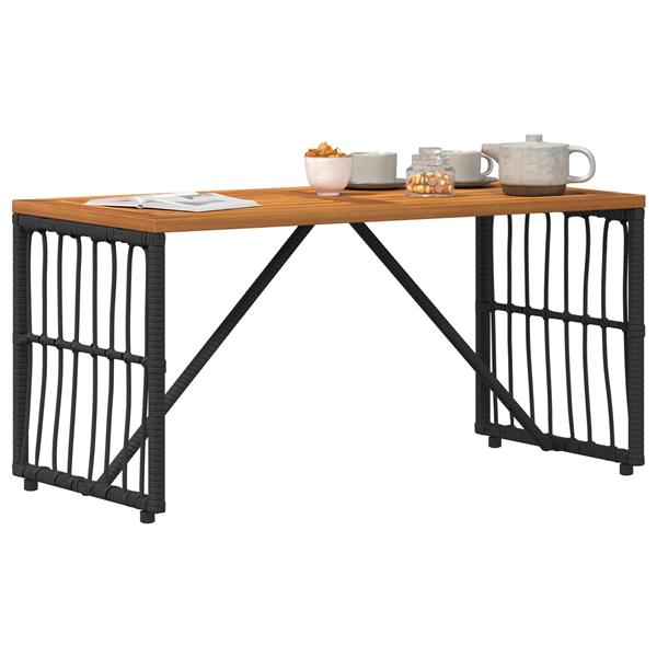 Grote foto vidaxl buiten tafel zwart 80 x 40 x 40 cm staal en poly rattan tuin en terras tuinmeubelen