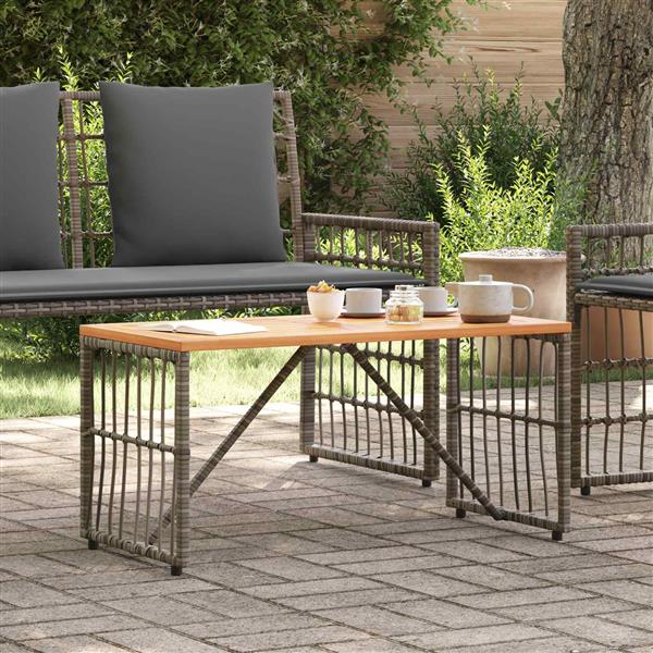Grote foto vidaxl buiten tafel grijs 80 x 40 x 40 cm staal en poly rattan tuin en terras tuinmeubelen