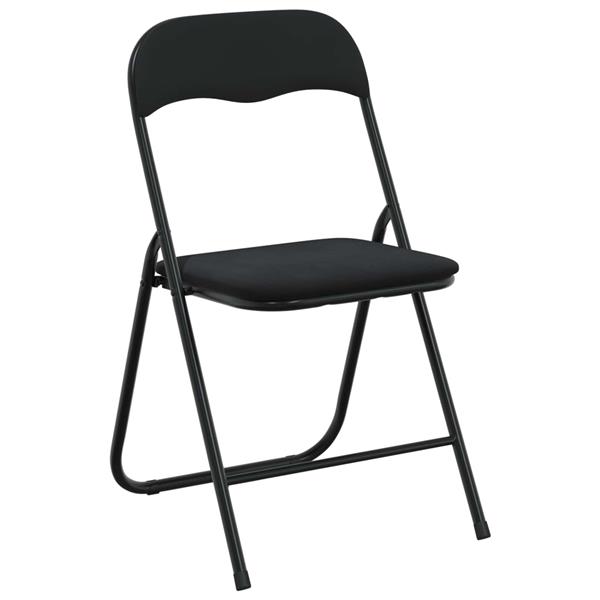 Grote foto vidaxl inklapbare stoel 8 pcs zwart 48 x 44 x 78 cm fluweel huis en inrichting stoelen