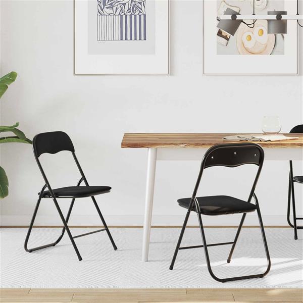 Grote foto vidaxl inklapbare stoel 2 pcs zwart 48 x 44 x 78 cm fluweel huis en inrichting stoelen