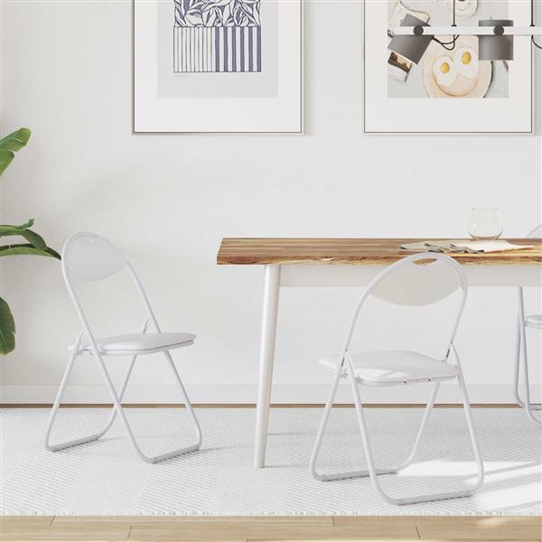 Grote foto vidaxl inklapbare stoel 2 pcs wit 48 x 43 5 x 81 cm nep leer huis en inrichting stoelen