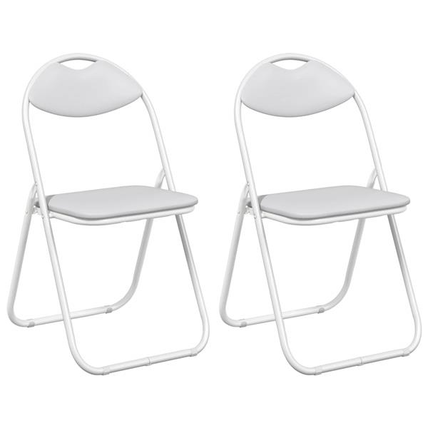 Grote foto vidaxl inklapbare stoel 2 pcs wit 48 x 43 5 x 81 cm nep leer huis en inrichting stoelen