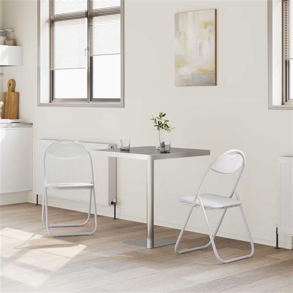 Grote foto vidaxl inklapbare stoel 2 pcs wit 48 x 43 5 x 81 cm nep leer huis en inrichting stoelen