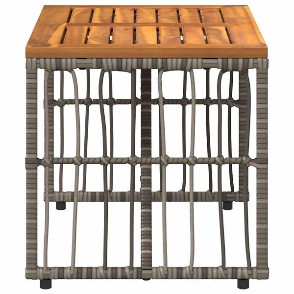 Grote foto vidaxl buiten tafel grijs 80 x 40 x 40 cm staal en poly rattan tuin en terras tuinmeubelen