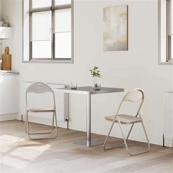 Grote foto vidaxl inklapbare stoel 2 pcs zand 48 x 43 5 x 81 cm nep leer huis en inrichting stoelen