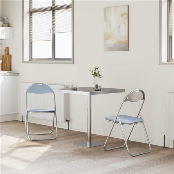 Grote foto vidaxl inklapbare stoel 2 pcs grijs 48 x 43 5 x 81 cm nep leer huis en inrichting stoelen