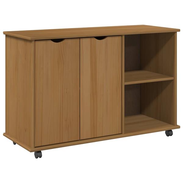 Grote foto vidaxl rolling kast honingbruin 100 x 39 x 65 5 cm massief vurenhout huis en inrichting overige