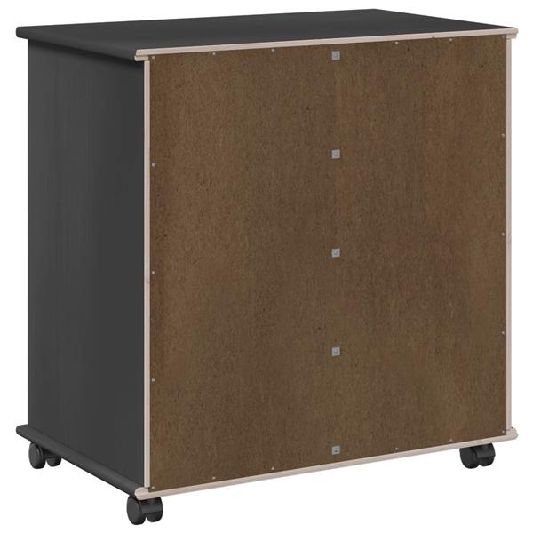 Grote foto vidaxl rolling kast zwart 63 5 x 39 x 65 5 cm massief vurenhout huis en inrichting overige