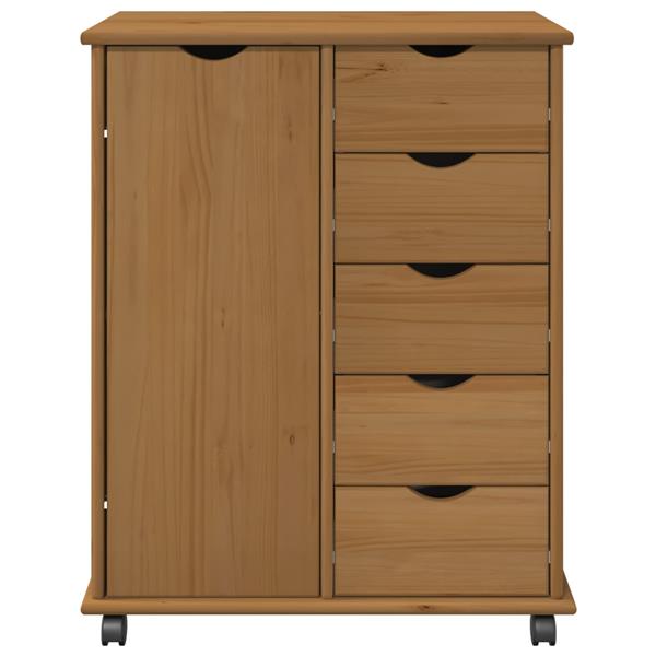 Grote foto vidaxl rolling kast honingbruin 63 5 x 39 x 79 cm massief vurenhout huis en inrichting overige