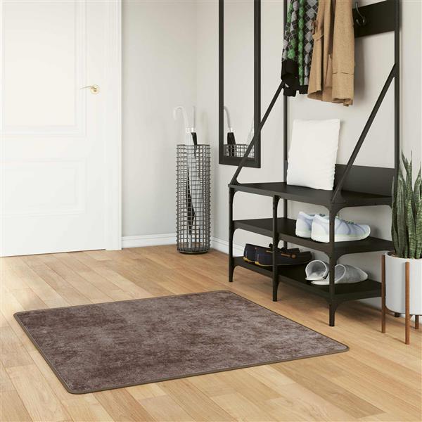 Grote foto vidaxl vloerkleedloper marsa grijs 100 x 100 cm polyester en pvc huis en inrichting vloerbedekking en kleden