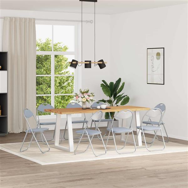 Grote foto vidaxl inklapbare stoel 8 pcs grijs 48 x 43 5 x 81 cm nep leer huis en inrichting stoelen