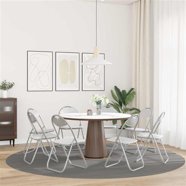 Grote foto vidaxl inklapbare stoel 8 pcs wit en grijs 48 x 43 5 x 81 cm nep leer huis en inrichting stoelen
