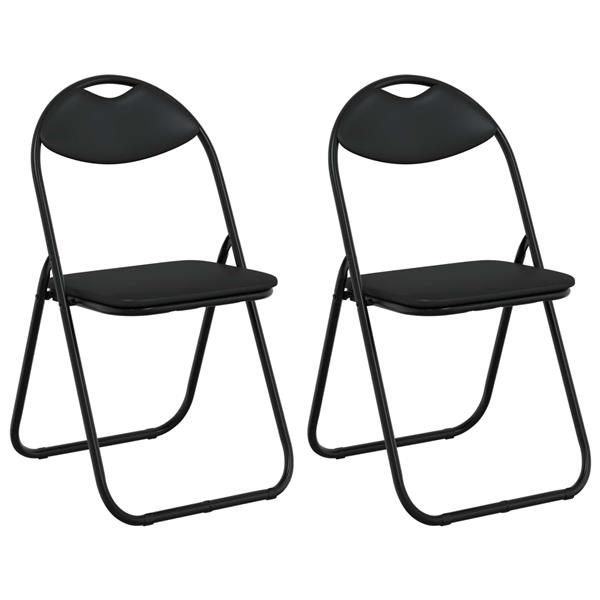 Grote foto vidaxl inklapbare stoel 2 pcs zwart 48 x 43 5 x 81 cm nep leer huis en inrichting stoelen