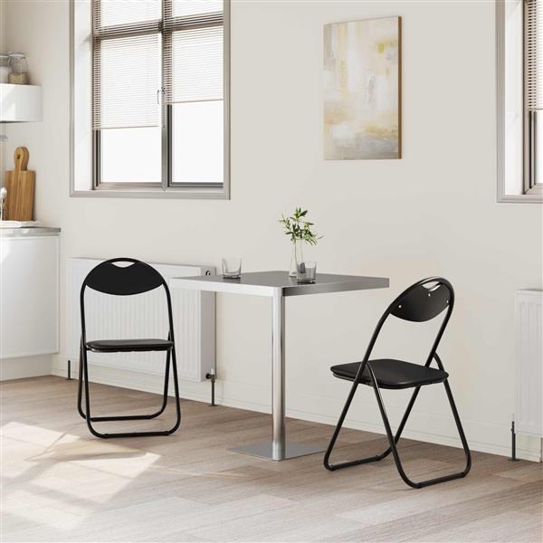 Grote foto vidaxl inklapbare stoel 2 pcs zwart 48 x 43 5 x 81 cm nep leer huis en inrichting stoelen