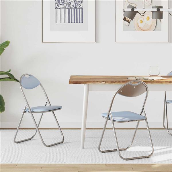 Grote foto vidaxl inklapbare stoel 2 pcs grijs 48 x 43 5 x 81 cm nep leer huis en inrichting stoelen