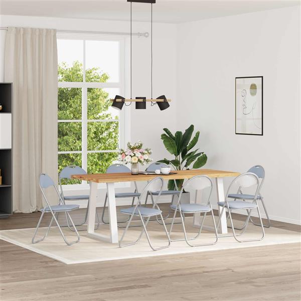 Grote foto vidaxl inklapbare stoel 8 pcs grijs 48 x 43 5 x 81 cm nep leer huis en inrichting stoelen