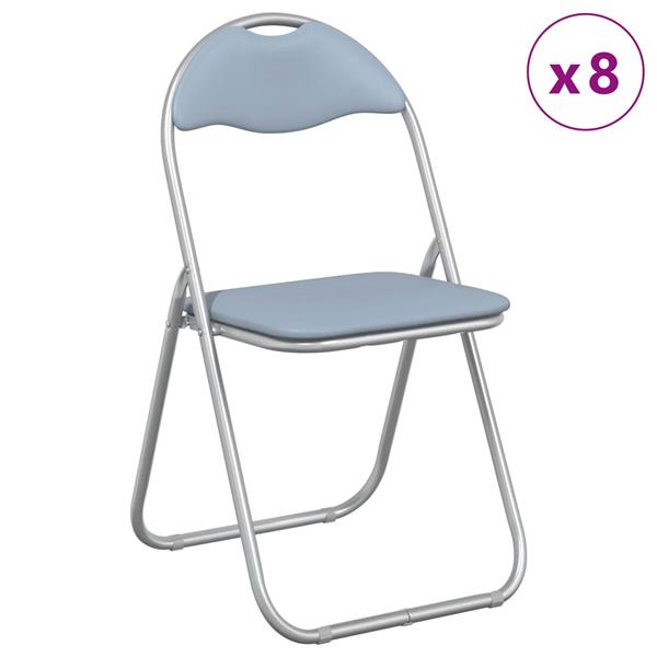 Grote foto vidaxl inklapbare stoel 8 pcs grijs 48 x 43 5 x 81 cm nep leer huis en inrichting stoelen