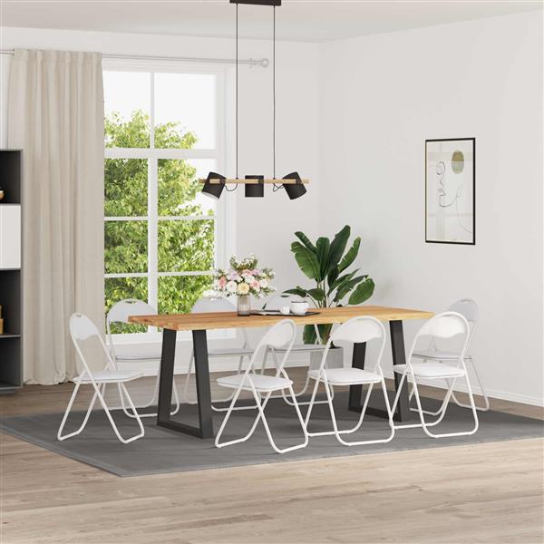 Grote foto vidaxl inklapbare stoel 8 pcs wit 48 x 43 5 x 81 cm nep leer huis en inrichting stoelen