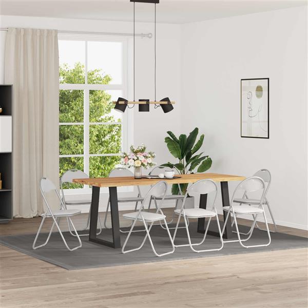 Grote foto vidaxl inklapbare stoel 8 pcs wit en grijs 48 x 43 5 x 81 cm nep leer huis en inrichting stoelen
