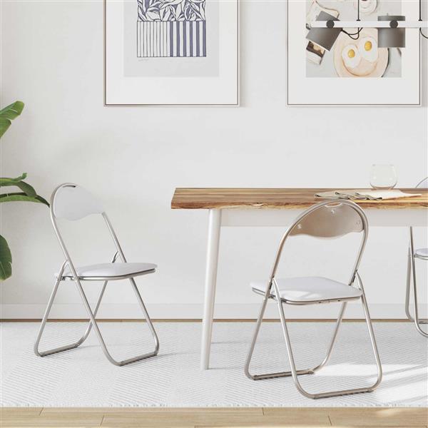 Grote foto vidaxl inklapbare stoel 2 pcs wit en grijs 48 x 43 5 x 81 cm nep leer huis en inrichting stoelen