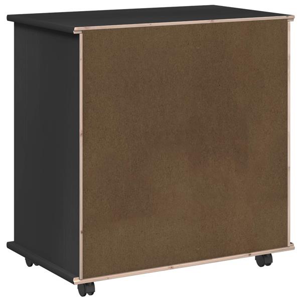 Grote foto vidaxl rolling kast zwart 63 5 x 39 x 65 5 cm massief vurenhout huis en inrichting overige