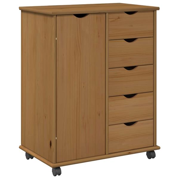 Grote foto vidaxl rolling kast honingbruin 63 5 x 39 x 79 cm massief vurenhout huis en inrichting overige