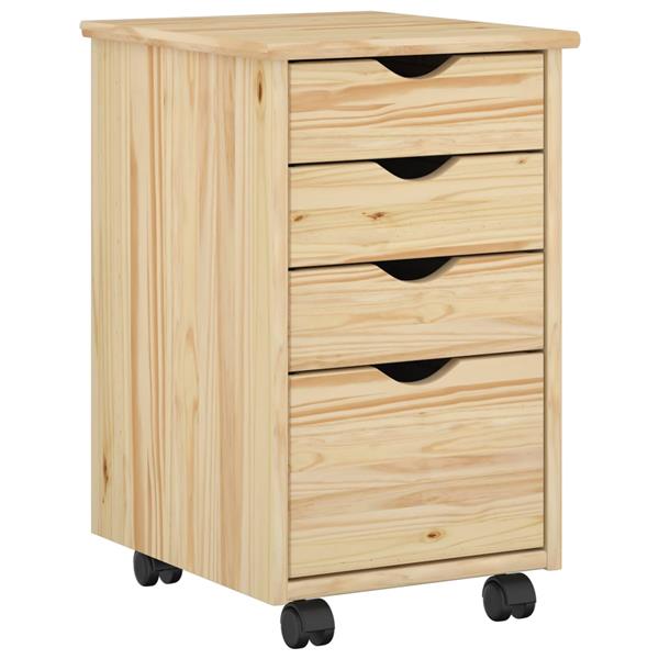Grote foto vidaxl rolling kast met wiel bruin 34 x 39 x 56 cm massief grenenhout huis en inrichting overige