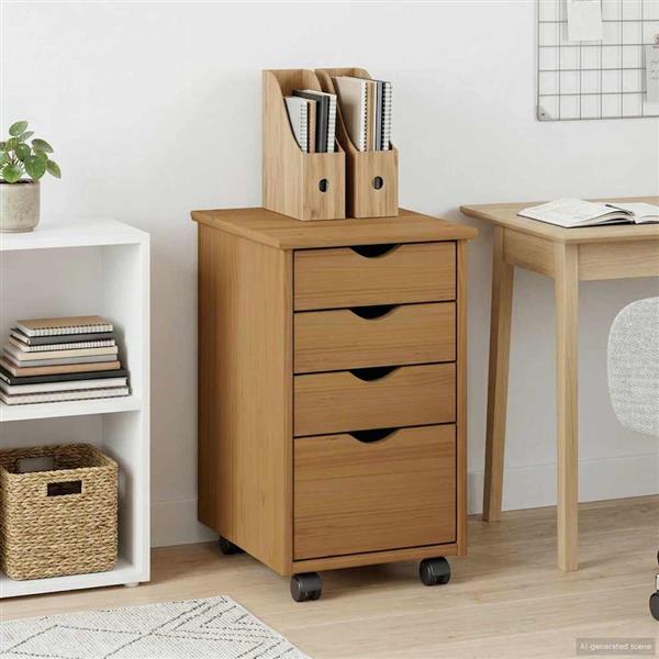 Grote foto vidaxl rolling kast moss honingbruin 34 x 39 x 56 cm huis en inrichting overige
