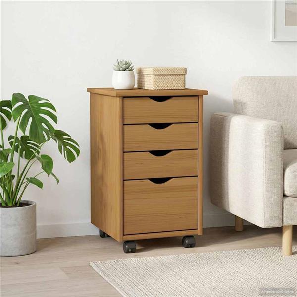 Grote foto vidaxl rolling kast moss honingbruin 34 x 39 x 56 cm huis en inrichting overige