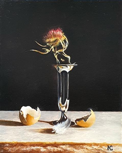 Grote foto kunsthandel gennep zilveren vaasje met distel antiek en kunst modern