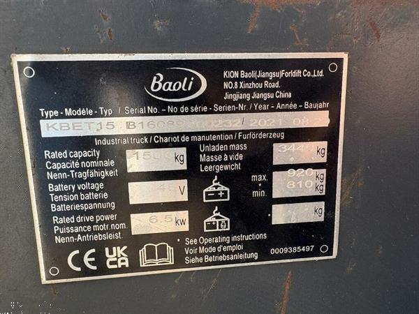 Grote foto vs 22731 elektrische triplex heftruck baoli kbet15 agrarisch heftrucks