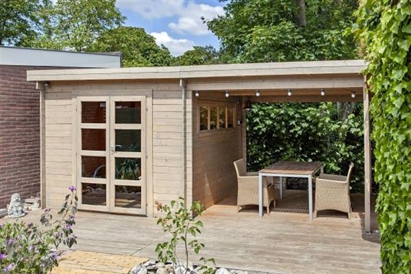 Grote foto blokhut tuinhuis dellinger 28 mm vuren tuin en terras tuinhuisjes en blokhutten