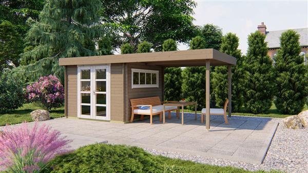 Grote foto blokhut tuinhuis dellinger 28 mm vuren tuin en terras tuinhuisjes en blokhutten