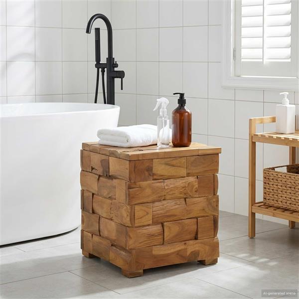 Grote foto vidaxl opbergkruk bruin 40 5 x 39 5 x 45 cm massief teakhout huis en inrichting overige huis en inrichting