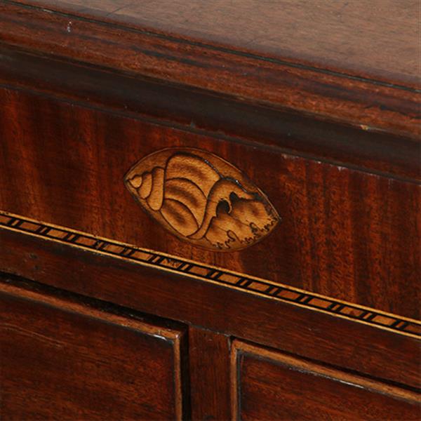 Grote foto welse commode met 5 laden in mahonie en eik met ingelegde details ca 1800 no.381250 antiek en kunst stoelen en banken