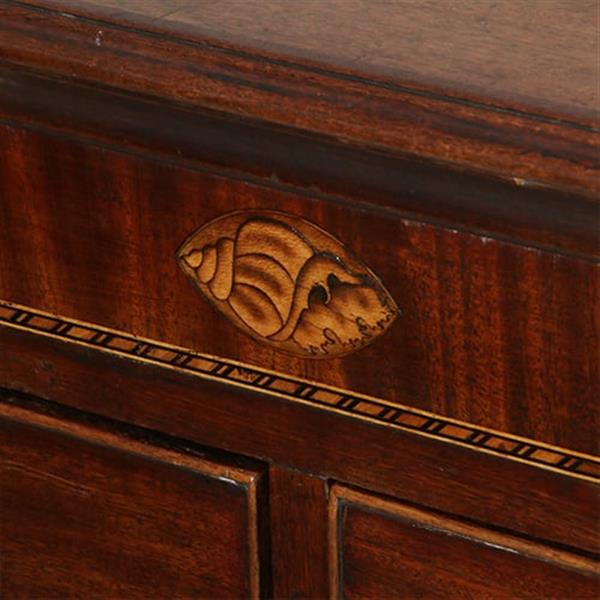 Grote foto welse commode met 5 laden in mahonie en eik met ingelegde details ca 1800 no.381250 antiek en kunst stoelen en banken