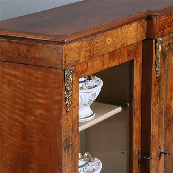 Grote foto engelse credenza in noten met inlegwerk en brons ca 1860 no.391115 antiek en kunst stoelen en banken