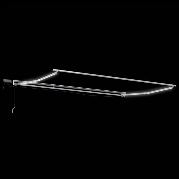 Grote foto vidaxl handmatige luifelhouder met led wit 4 3 m aluminium tuin en terras overige tuin en terras