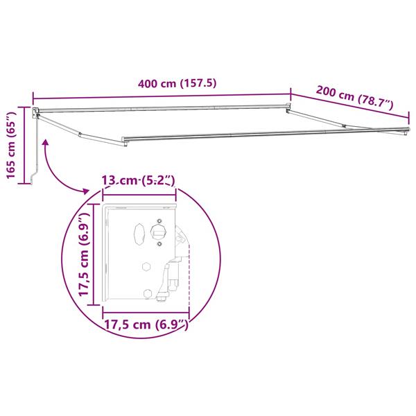 Grote foto vidaxl handmatig uitschuifbaar zonnescherm antraciet 4 x 2 m aluminium tuin en terras overige tuin en terras
