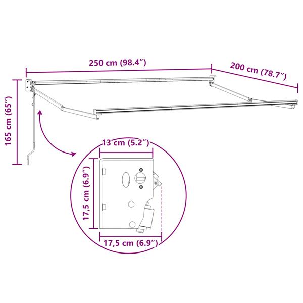 Grote foto vidaxl elektrisch uitschuifbaar zonnescherm frame antraciet 2 5 x 2 m tuin en terras overige tuin en terras