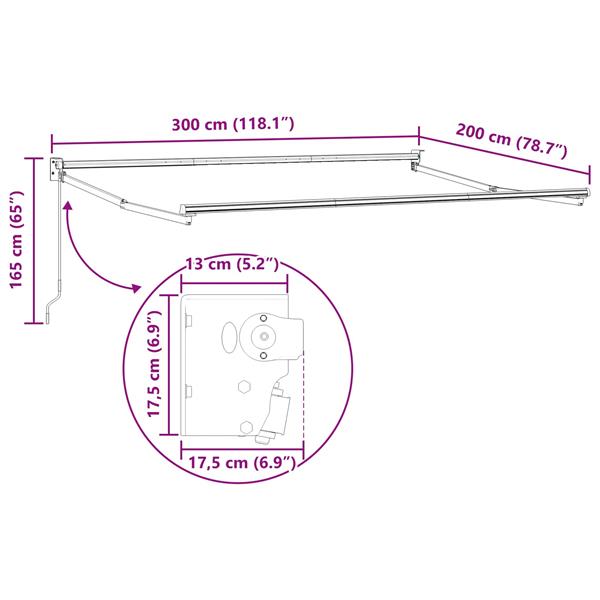 Grote foto vidaxl handmatig uitschuifbaar zonnescherm antraciet 3 x 2 m aluminium tuin en terras overige tuin en terras