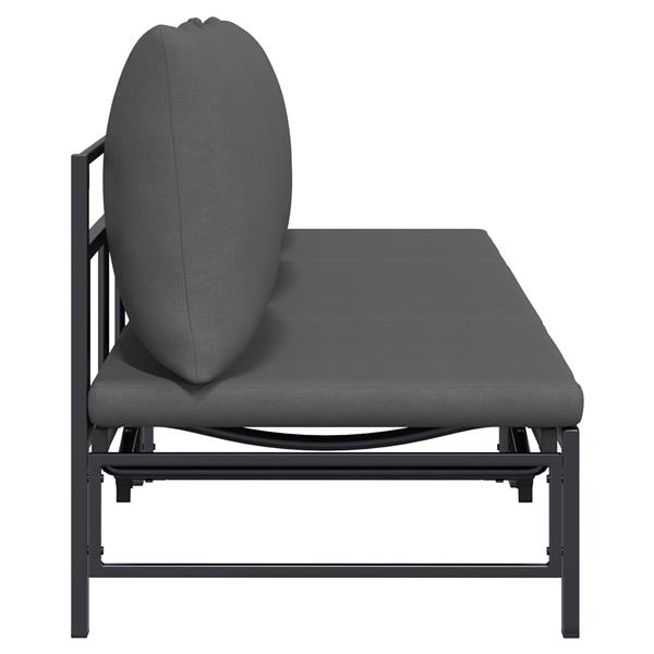 Grote foto vidaxl 3 persoons zonligbed zwart 200 x 62 x 59 cm textileen tuin en terras tuinmeubelen